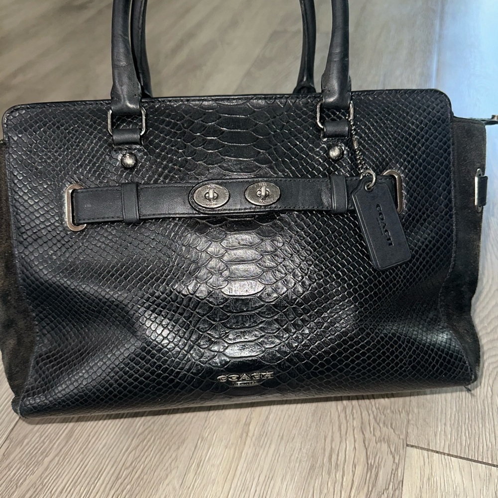 Coach Black Blake Carryall Satchel Python Embosse… - image 1